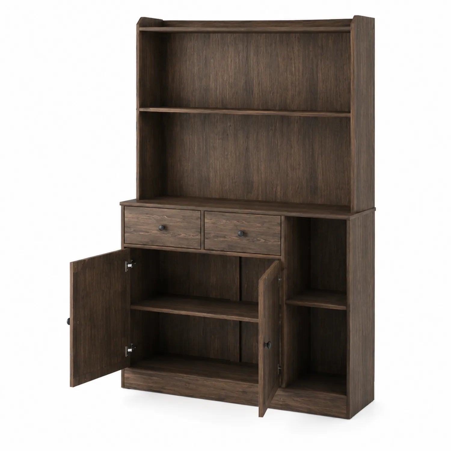 Buffet en bois marron avec étagères et tiroirs 180x80x40 cm