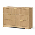 Commode en bois de chêne à 6 tiroirs, Chêne clair, Poignées dorées