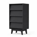 Commode en Bois MDF Noir à 4 Tiroirs