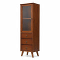 Buffet en bois avec porte en verre trempé et 3 tiroirs