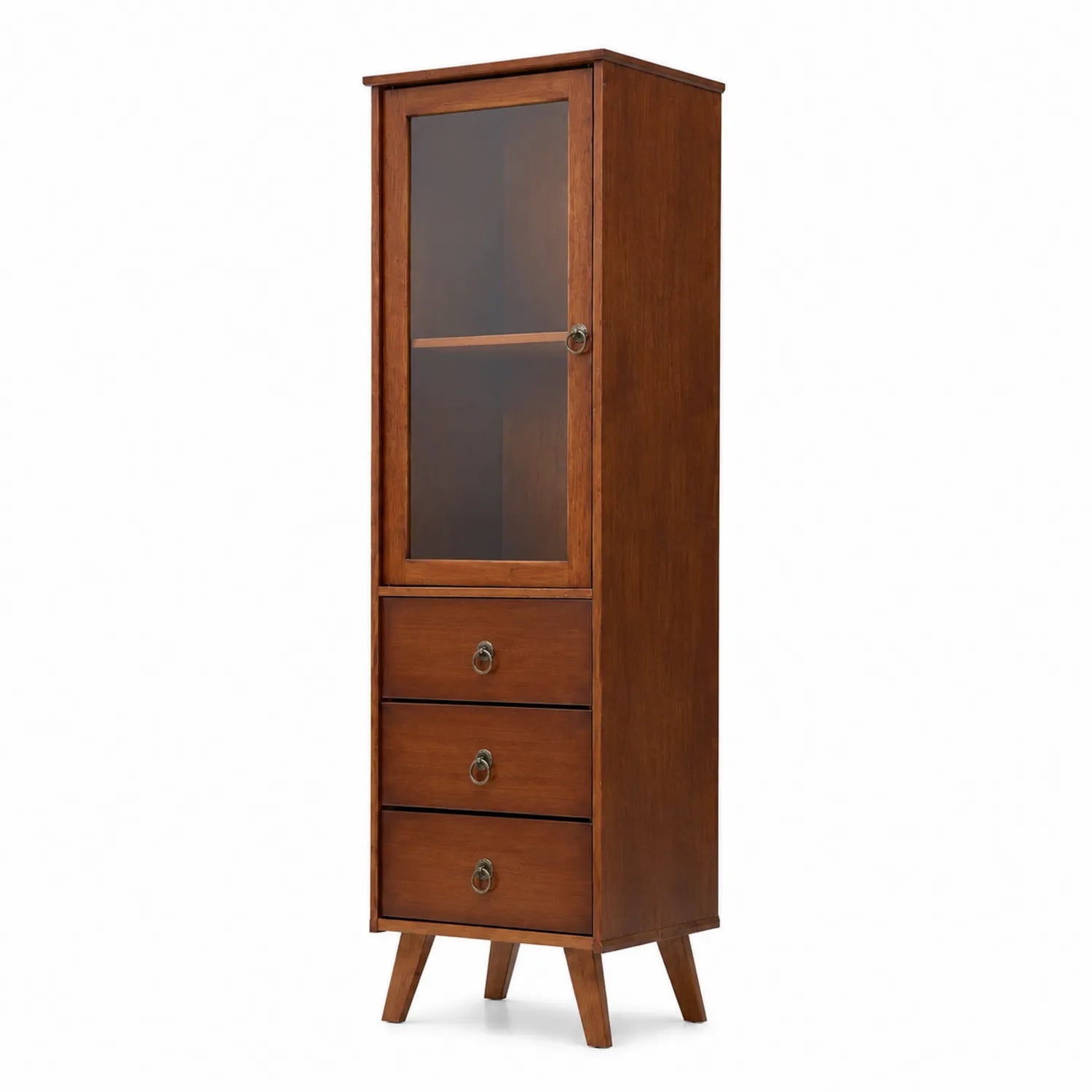 Buffet en bois avec porte en verre trempé et 3 tiroirs