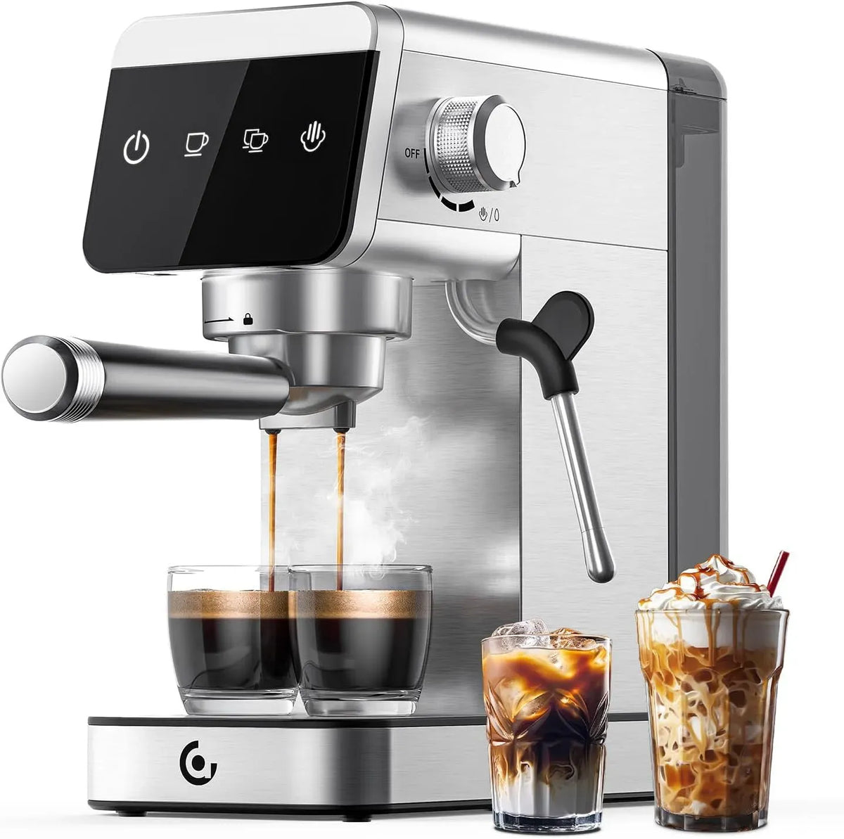 Machine À Caf, machine à café électrique, 1,2 L, 1350 W, 20 bar, grand réservoir, amovible, acier inoxydable, AMZCHEF