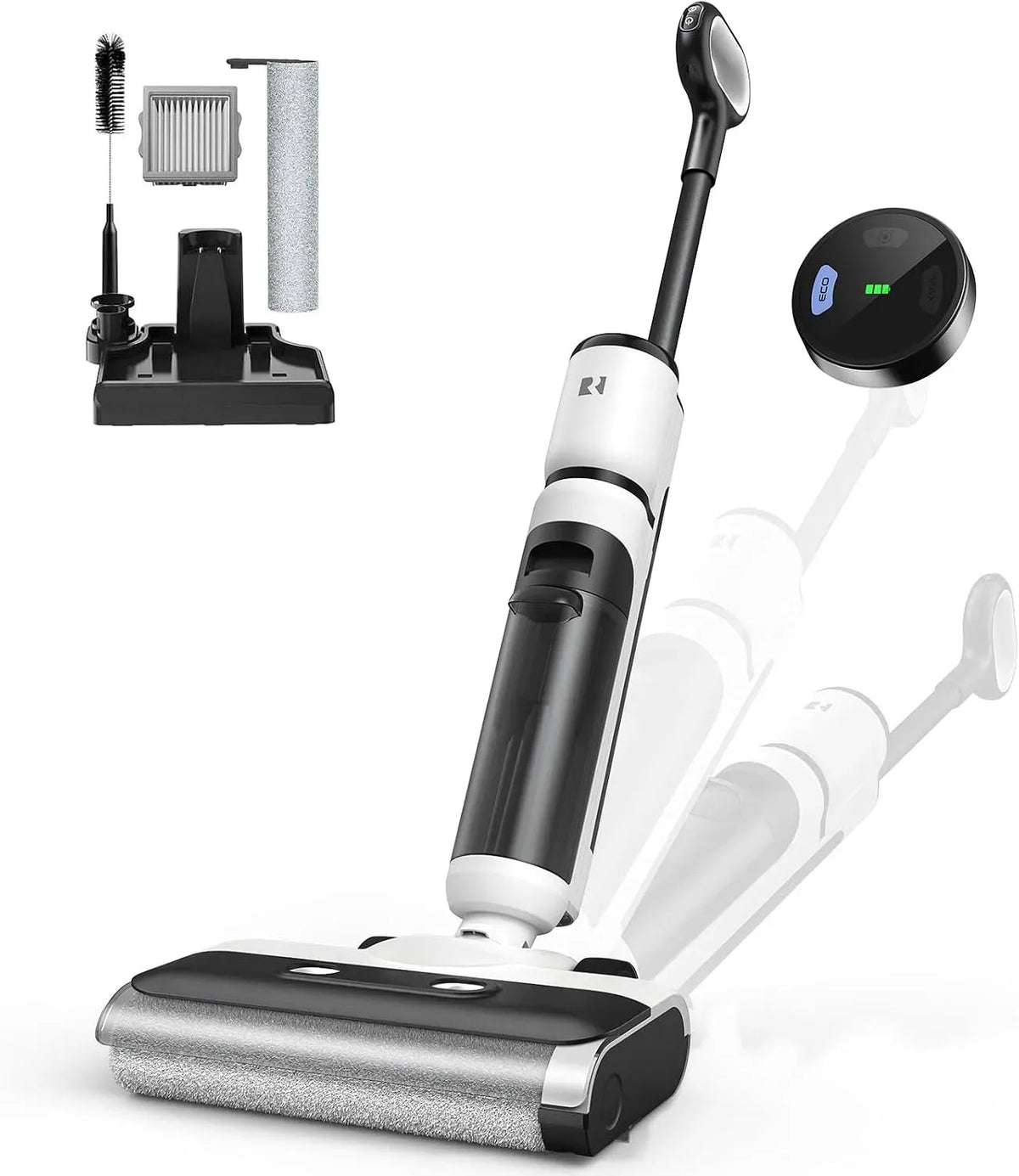 Aspirateur H13 2-en-1, grand réservoir, 75 min d'Autonomie, 23 000 Pa d'Aspiration, AI SmoothDrive avec Entraînement Assisté