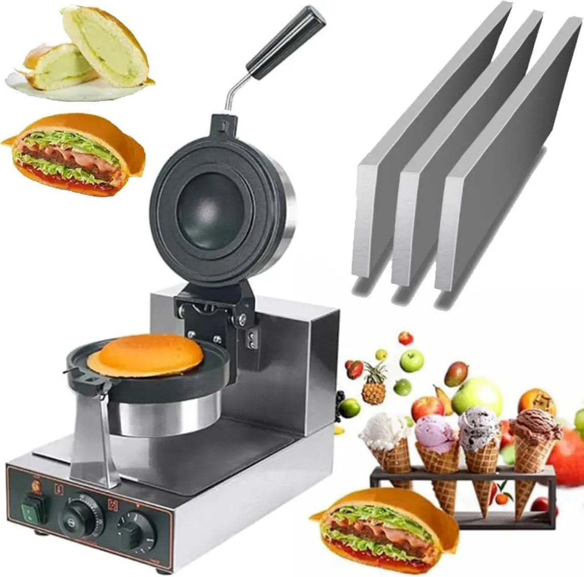 Burger Maker, Presse, gril à panini et croque-monsieur, gaufrier électrique, 50 à 300 °C, professionnel