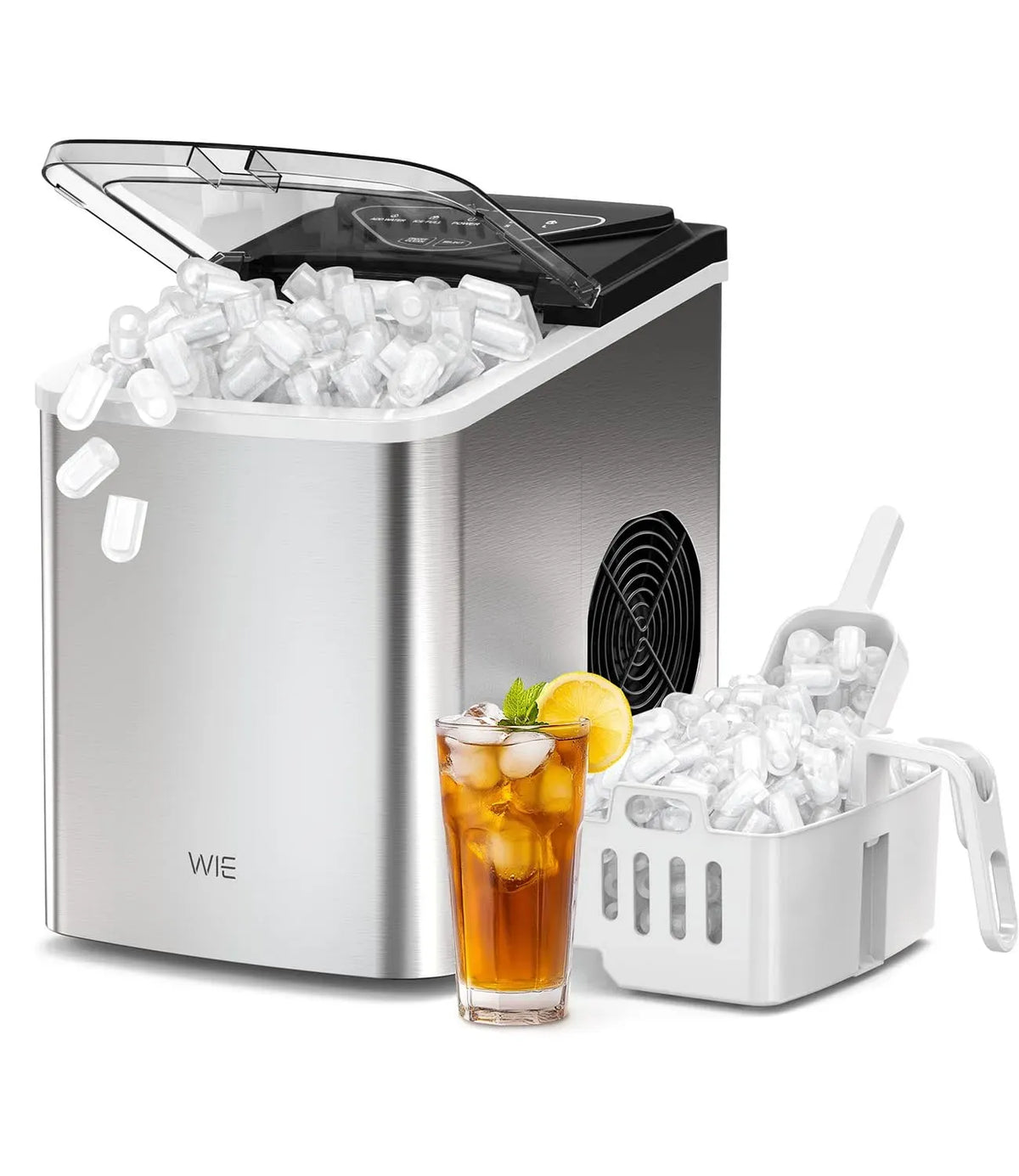 Machine à glaçons, WIE, portable, camping, 15 kg de glaçons Ice Maker, 9 cubes en 6 min