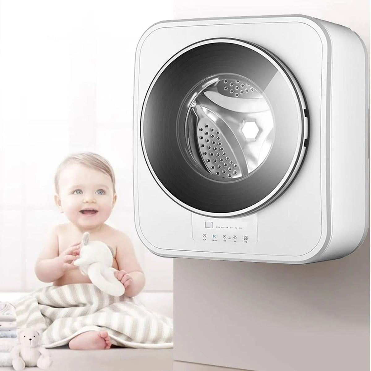 Lave-linge, 3 kg, installation murale, Mini Sèche-Linges 3Kg, Machine à Laver des sous-vêtements, laveuse électrique compacte Murale, avec sécheuse à