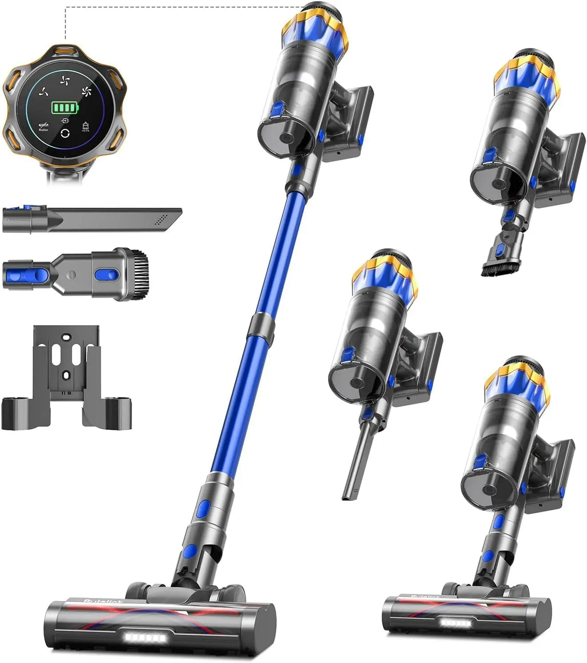 Aspirateur 650W/55KPA 70min, 1,6 L, 650 W, installation murale, tactile, OLED, brosse anti-emmêlement améliorée et écran tactile OLED