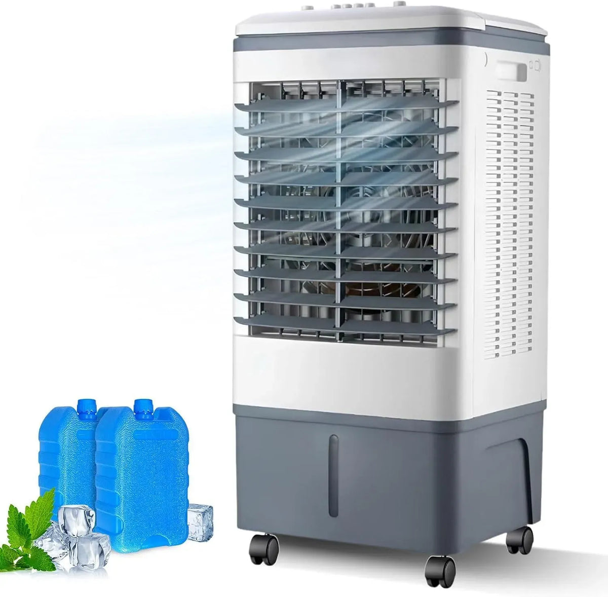 Climatiseur, 20 L, 45 dB, 3 vitesses, décoration de salon, silencieux, camping, Rafraîchisseur D'Air Mobile Silencieux 20L, 2 cristaux de glace