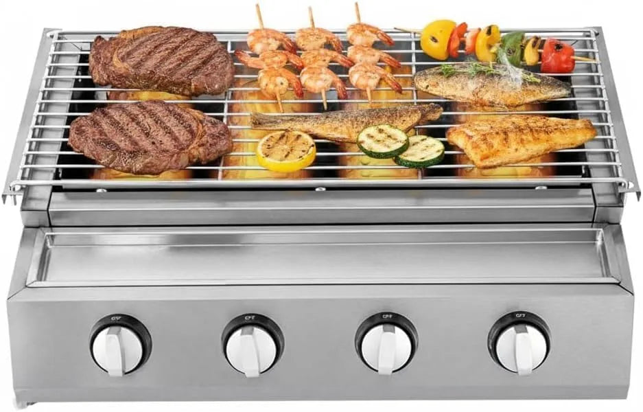 Radiateur électrique, 58x40Cm, pose libre, portable, gril, camping, amovible, acier inoxydable, Allumage Indépendant Sans Fumée LPG, Grill Table