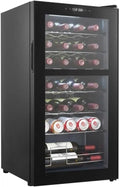 Cave à vin électrique, 28 bouteilles, 2 zones de température, éclairage LED, pose libre, noir, Northern Collection 28 Black