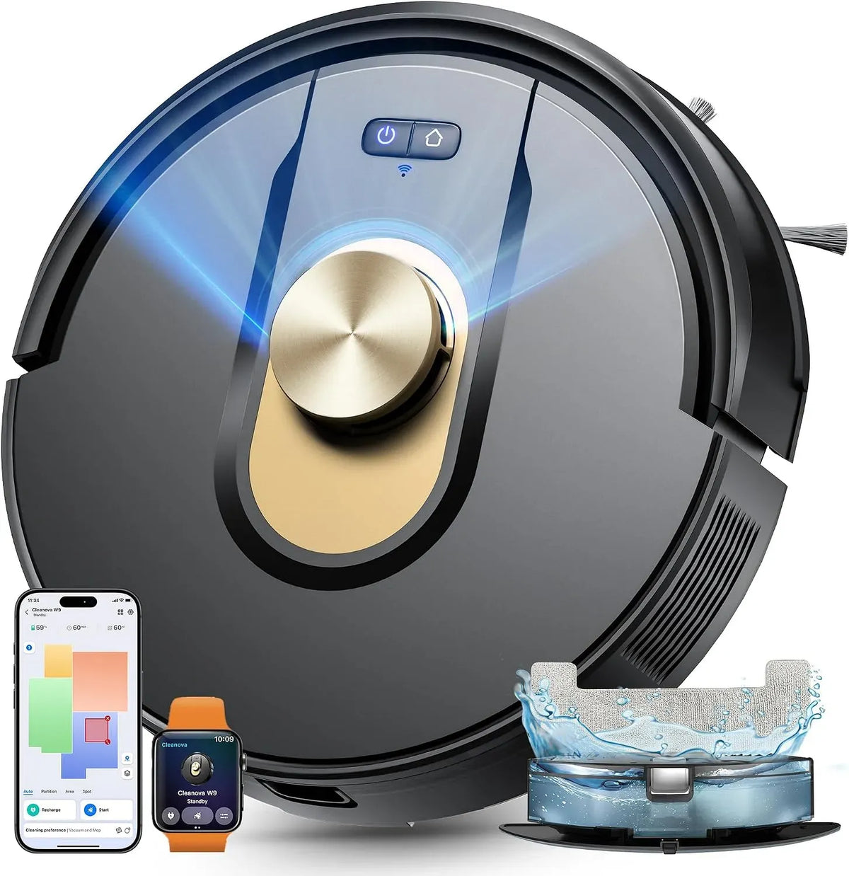 Aspirateur 150Mins, silencieux, 8000Pa Robot Vacuum Cleaner, Silencieux pour Poils Animaux Tapis Sols Durs