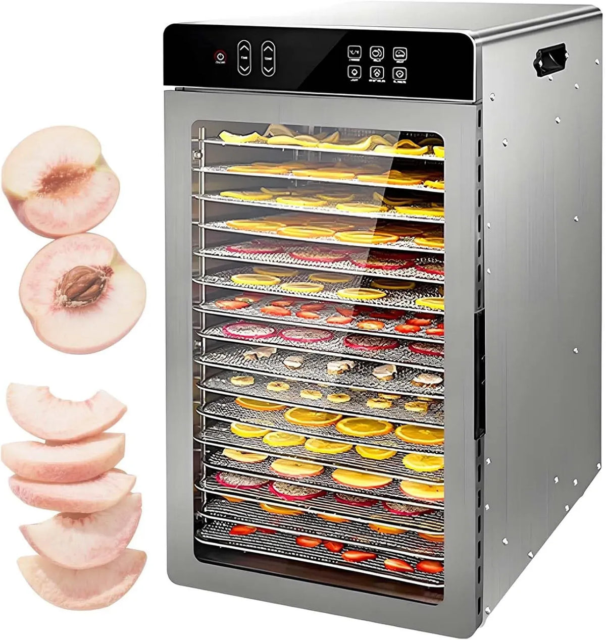 X 29 16Tray 6 Programmes PréRéGléS, pour DéShydrateur Alimentaire Professionnel avec éCran Tactile, SystèMe De Circulation d'air Chaud à 360°, Plateau