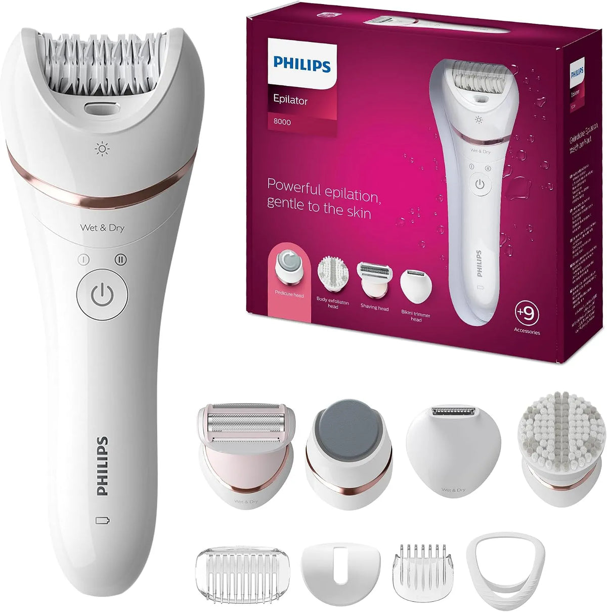 Philips Series 8000 BRE740/14 Accessoire pour appareil, dalle IPS, Beauty Epilator Rasoir 5 en 1 pour femme