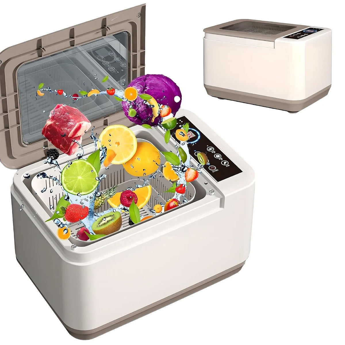 Rondelles Portables Et Légumes Portables Efficaces avec Contrôle Intelligent Led Efficace Et Outil de Cuisine Hygiénique, Nettoyer À Ultrasons Et