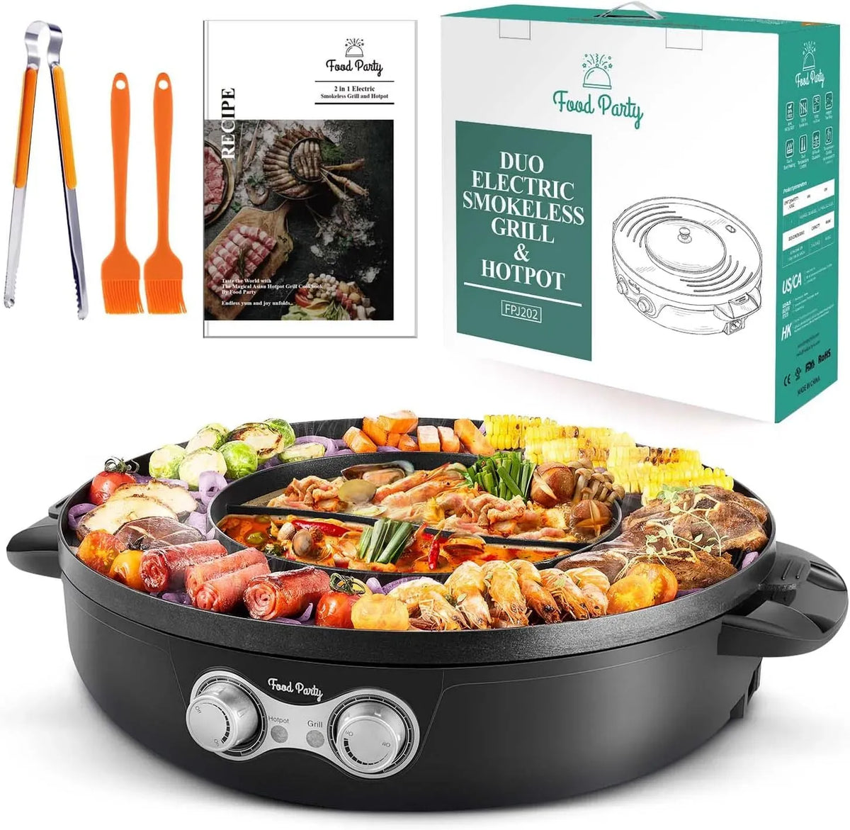 Barbecue, Fondue, 2200 W, 220 V, pour 2 à 8 Personnes