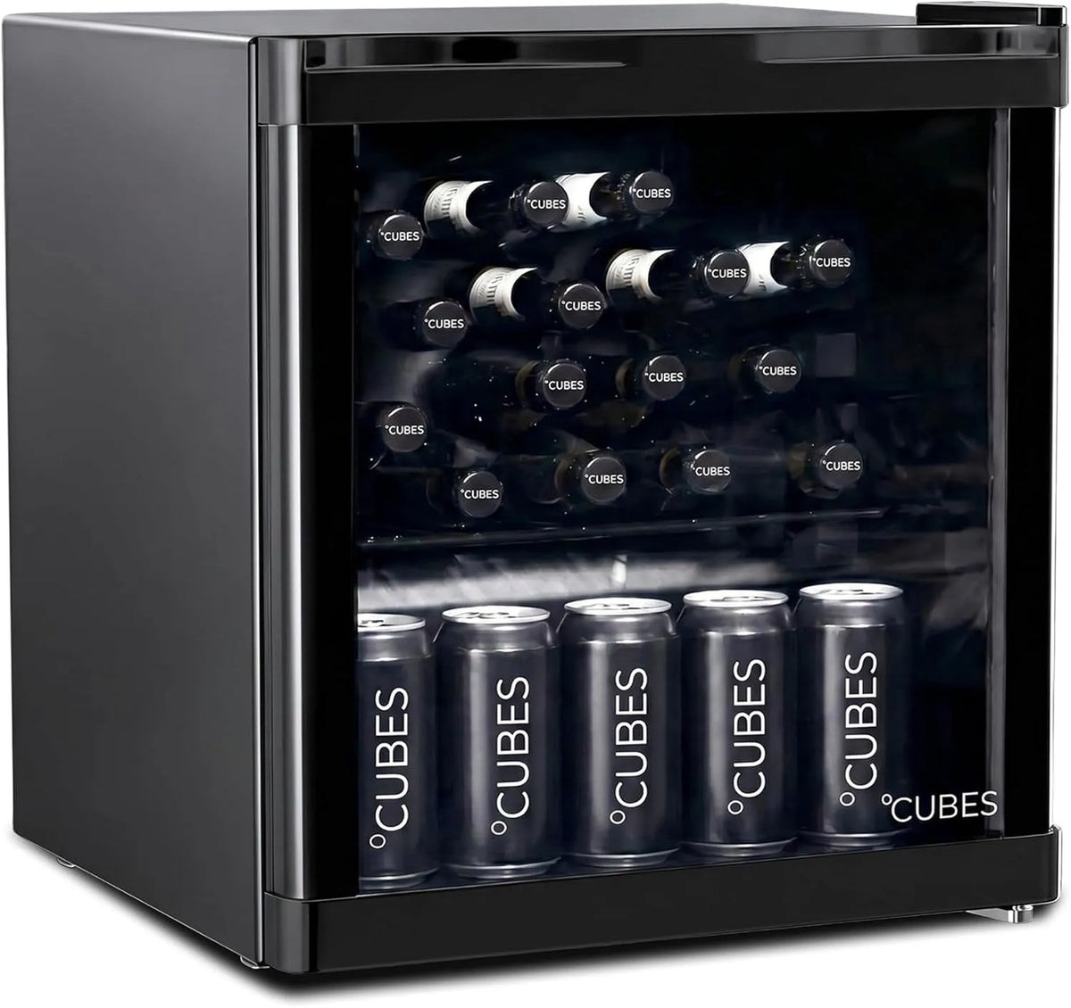 Réfrigérateur, 48 L, 39 dB, silencieux, noir, porte en verre et 1 étagère variable, parfait pour le bureau, la cuisine, les