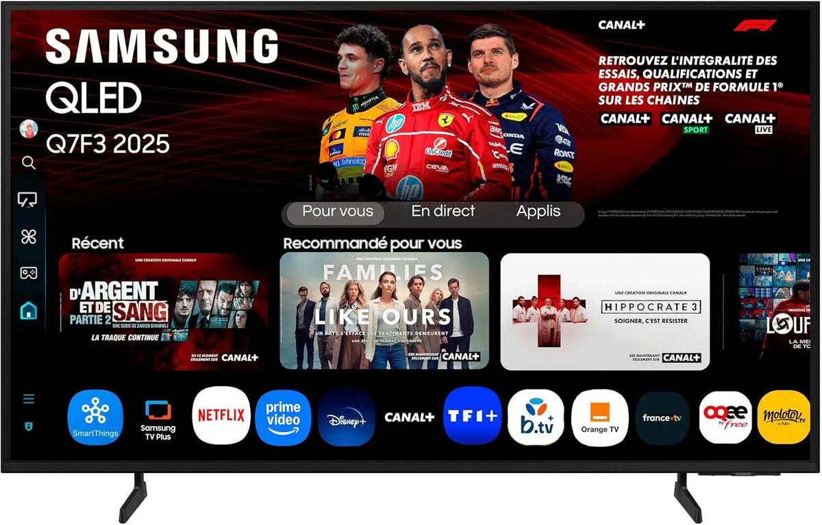 Samsung 65Q7F3 Smart TV, 65 pouces, téléviseur, 4K UHD, QLED, HDR, Wi-Fi, application, technologie Quantum Dot, Q4 AI Processor, WiFi, Quantum Dots