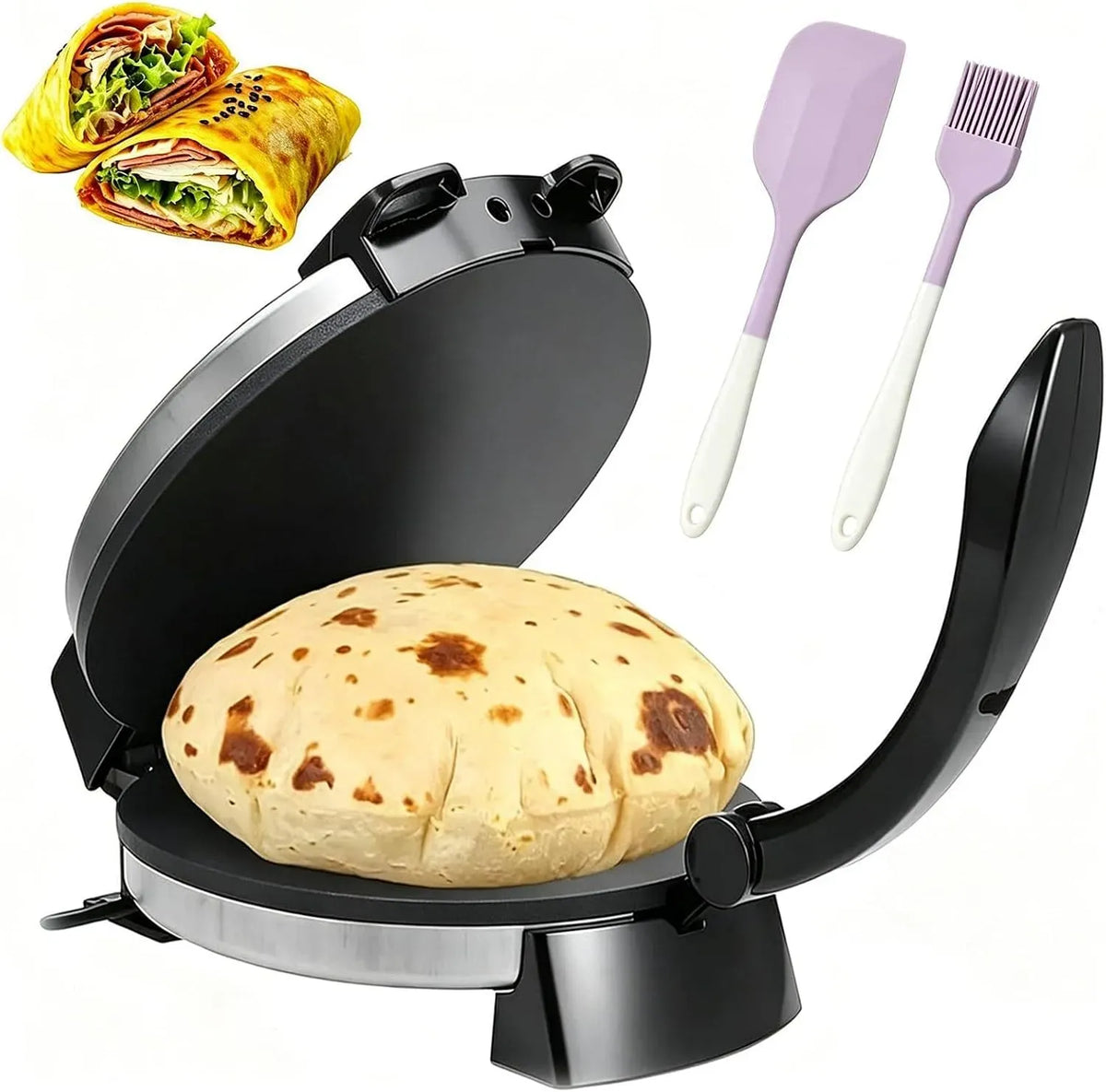 Radiateur électrique, 12 pouces, 2000 W, 2 zones de température, Machine à Tortilla Chapati Automatique De 12 Pouces 2000 W