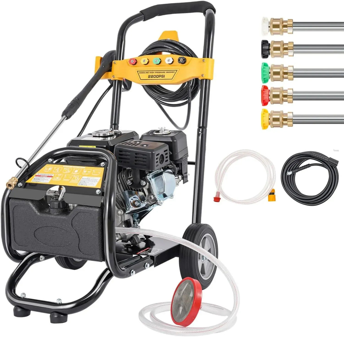 Nettoyeur haute pression, professionnel, 7,5 CV Machine de Nettoyage à Essence avec 5 Buses, Tuyau de 10 m