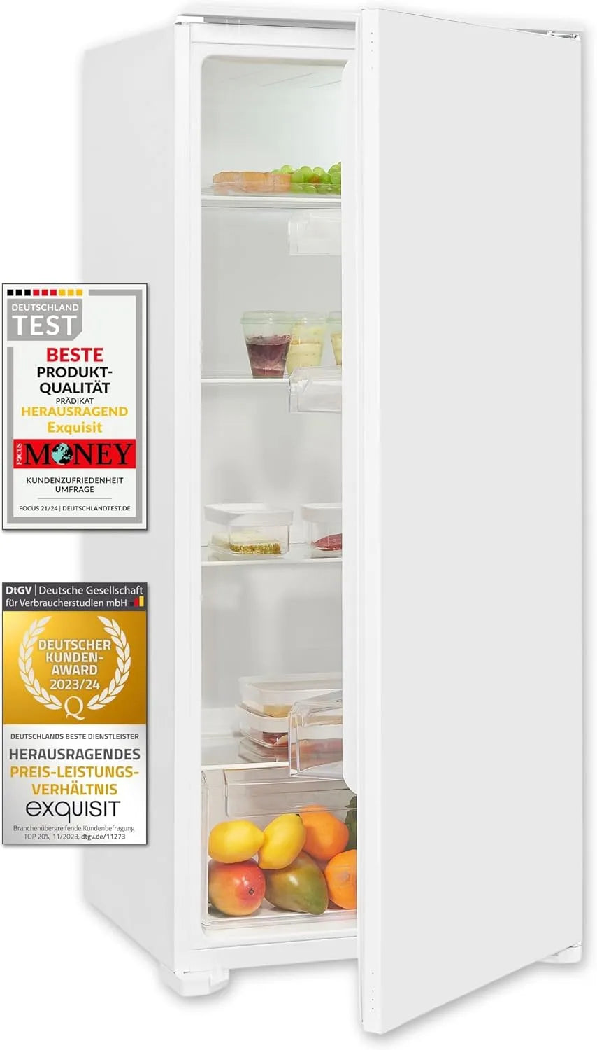 Exquisit EKS201-V-E-040E Congélateur, 199 L, encastrable, armoire congélateur, 4 étagères en verre, Fonction alarme, Sans congélateur