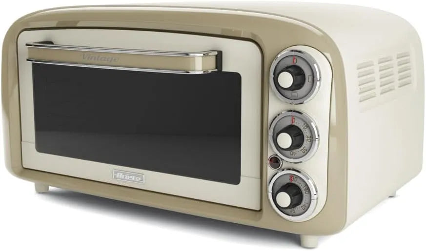 Four électrique à pizza, 30 cm, 1300 W, minuteur, gril, acier inoxydable, Température Maximale de 230°C, Ariete Vintage Four 979, Four Électrique avec
