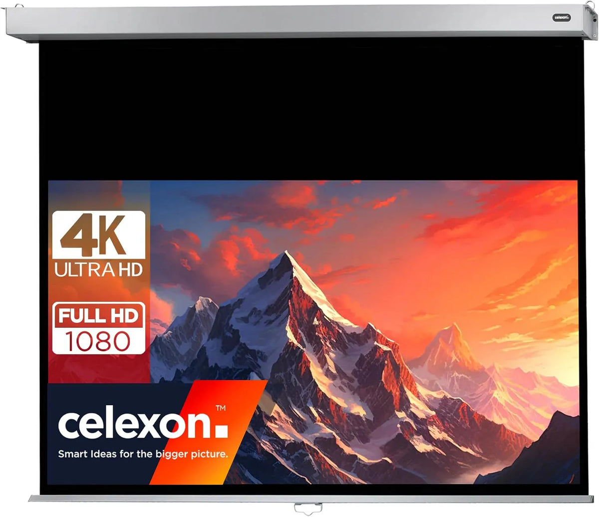 Produit 240x135cm 16:9, celexon Professional Plus écran de Projection Manuel 110', Écran manuel 4K Full HD pour présentations au bureau et home cinéma