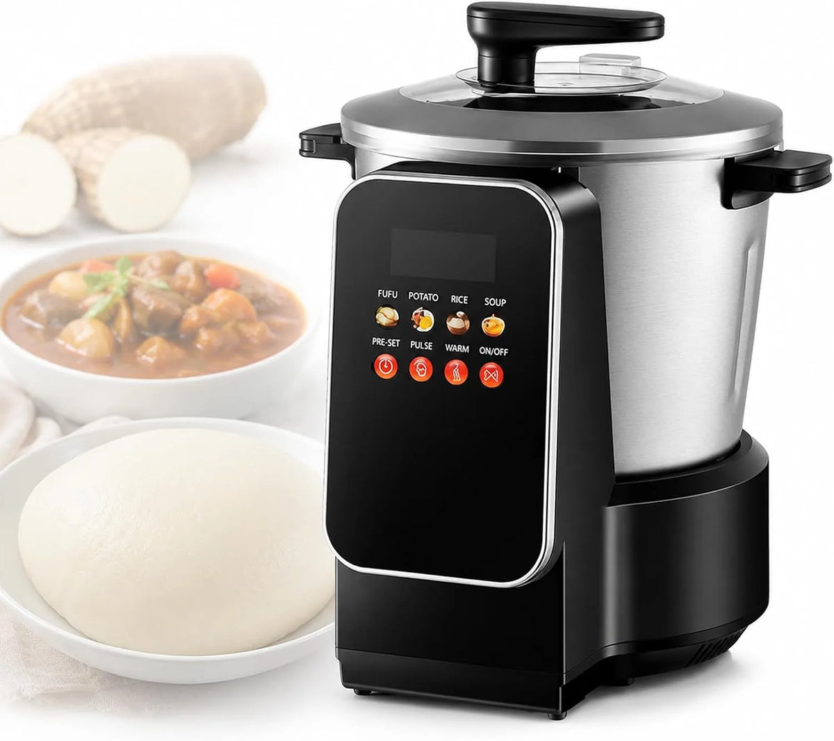 Machine À Igname, Robot, 6 L, 900 W, tactile, acier inoxydable, pour Amala