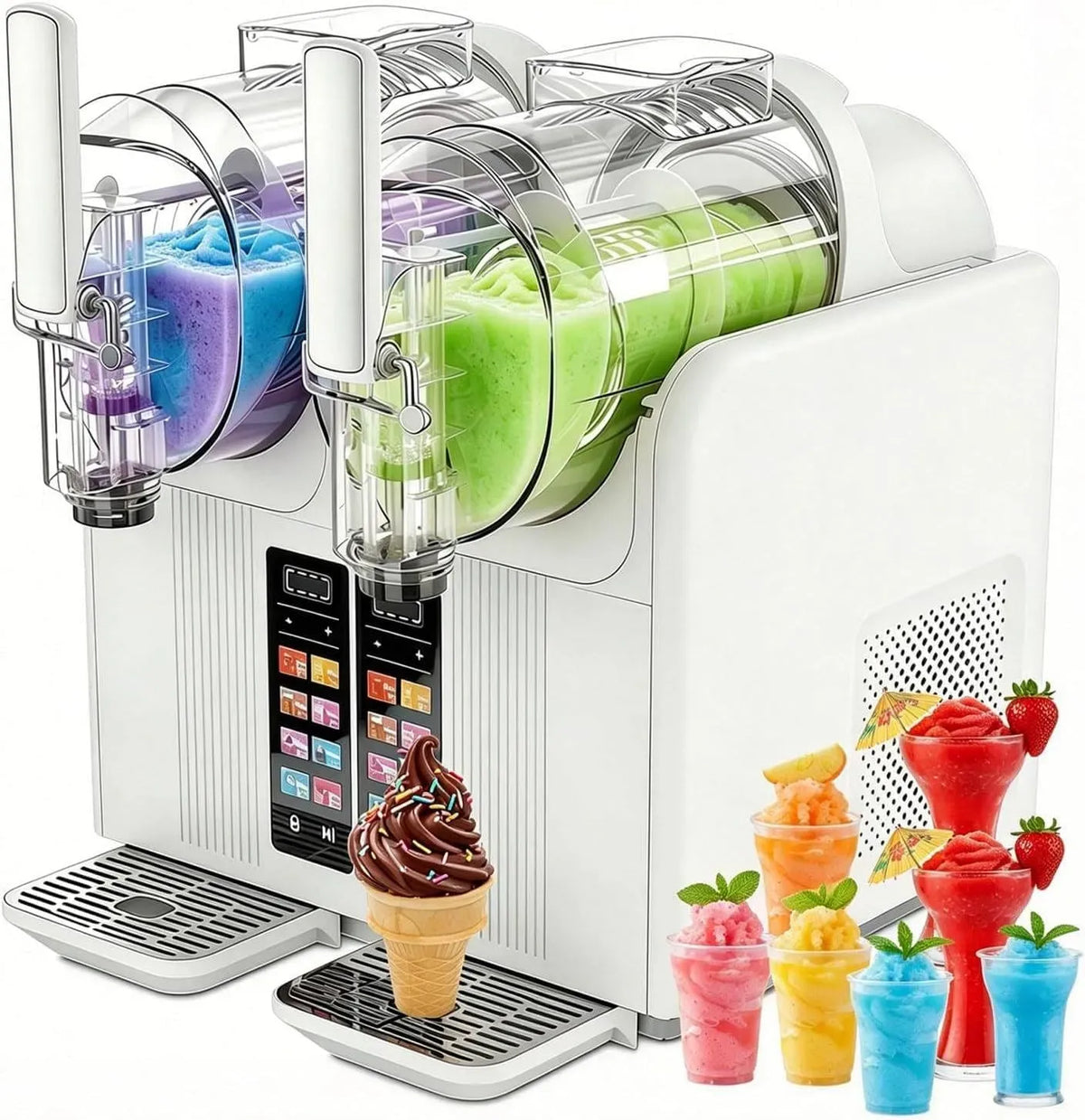 Machine à Granit, Machine à Glace, 2 L, 430 W, 7 programmes, tactile, blanc