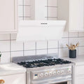 Hotte aspirante, 90 cm, 297 m3/h, hotte de cuisine, 3 vitesses, installation murale, silencieux, blanc, Lampe LED intégrée pour Cuisine, Filtre à
