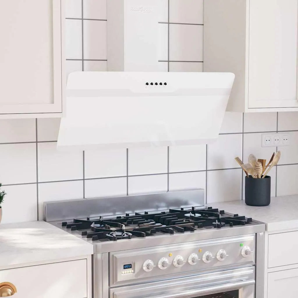 Hotte aspirante, 90 cm, 297 m3/h, hotte de cuisine, 3 vitesses, installation murale, silencieux, blanc, Lampe LED intégrée pour Cuisine, Filtre à