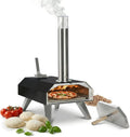 Four électrique à pizza, 72x36x68 cm, extérieur, noir, 400°C en 90 s, acier noir, pierre à pizza