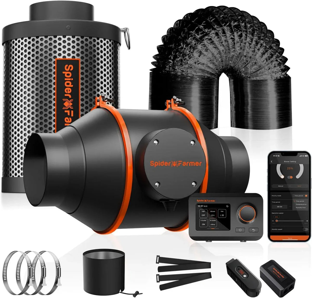 Ventilateur, 10,2 cm, SPIDER FARMER, 2 zones de température