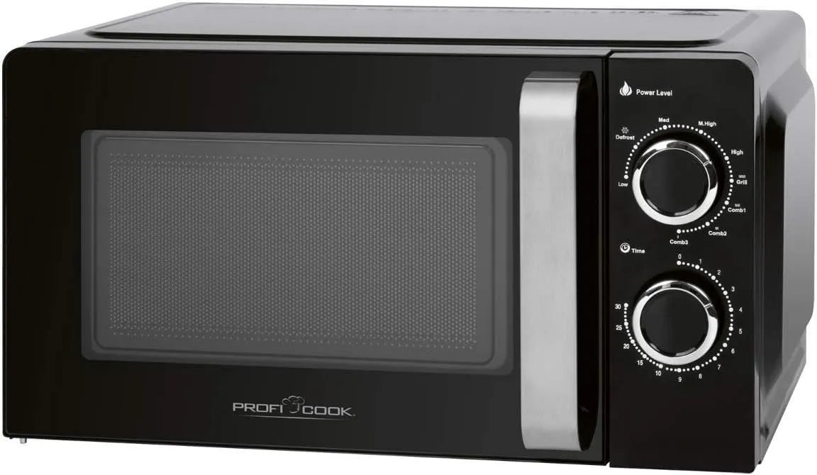 Bomann Micro-ondes, 17 L, 700 W, gril, acier inoxydable, four micro-ondes, noir