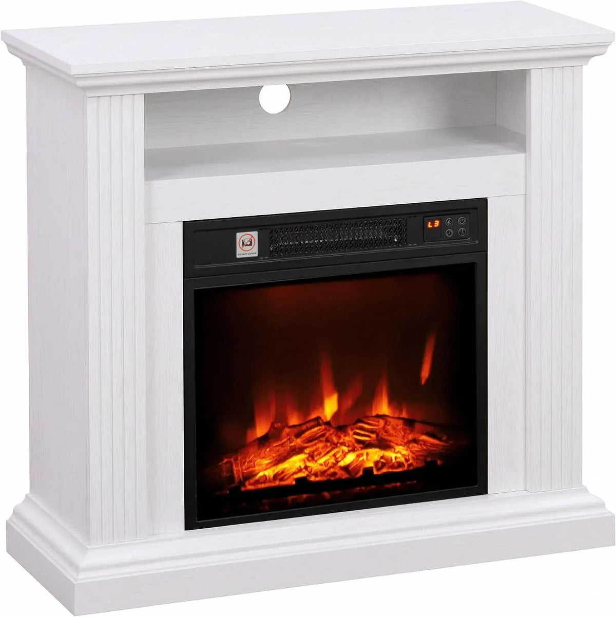 Meuble TV, 1800 W, HOMCOM, minuteur, thermostat, 3 niveaux, effet 3D, blanc, Effet Flamme 3D Réaliste, 3 Niveaux de Luminosité