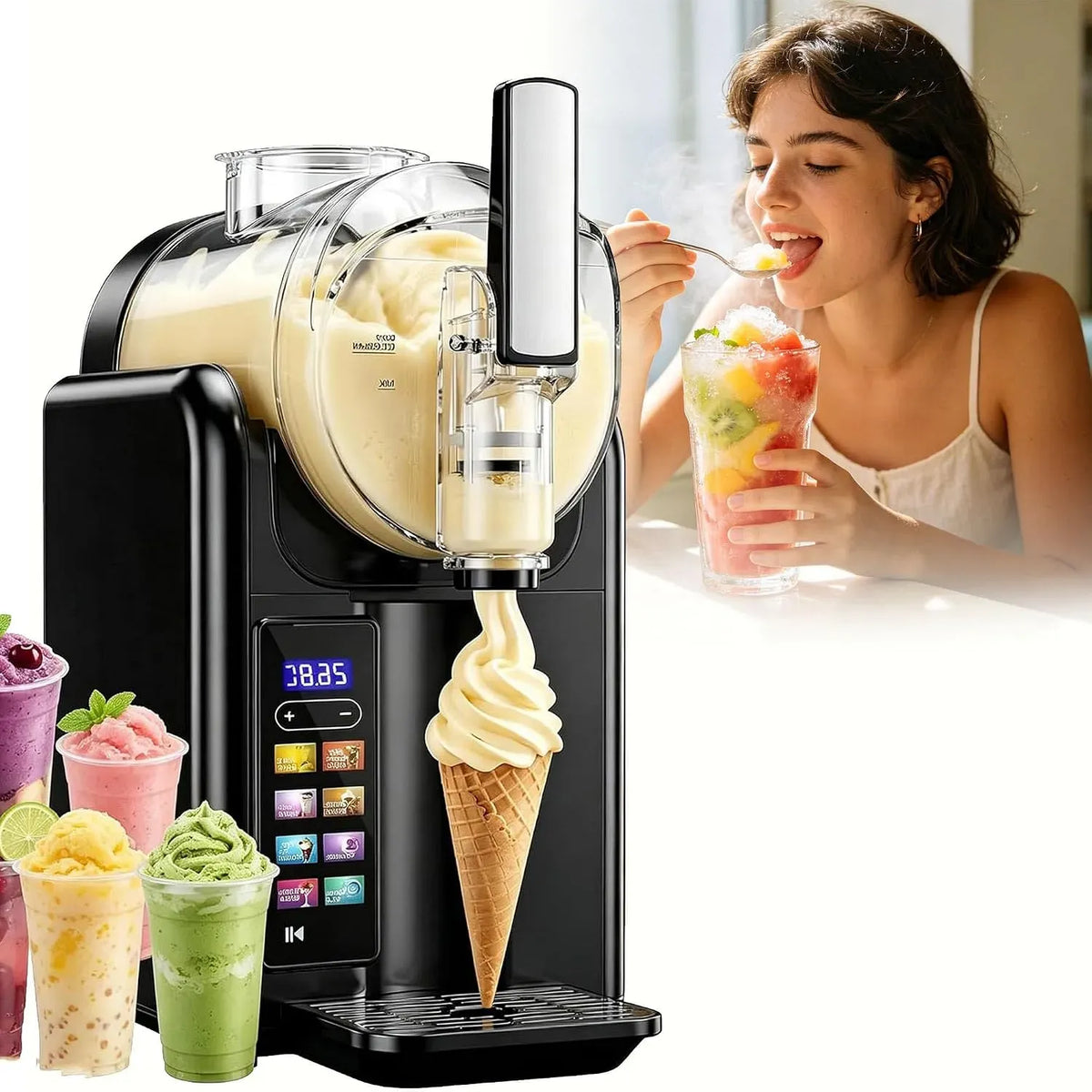 Machine à Granita, machine à granité, noir, Machine à Granita Et à Glace à L'italienne Black-SingleBowl