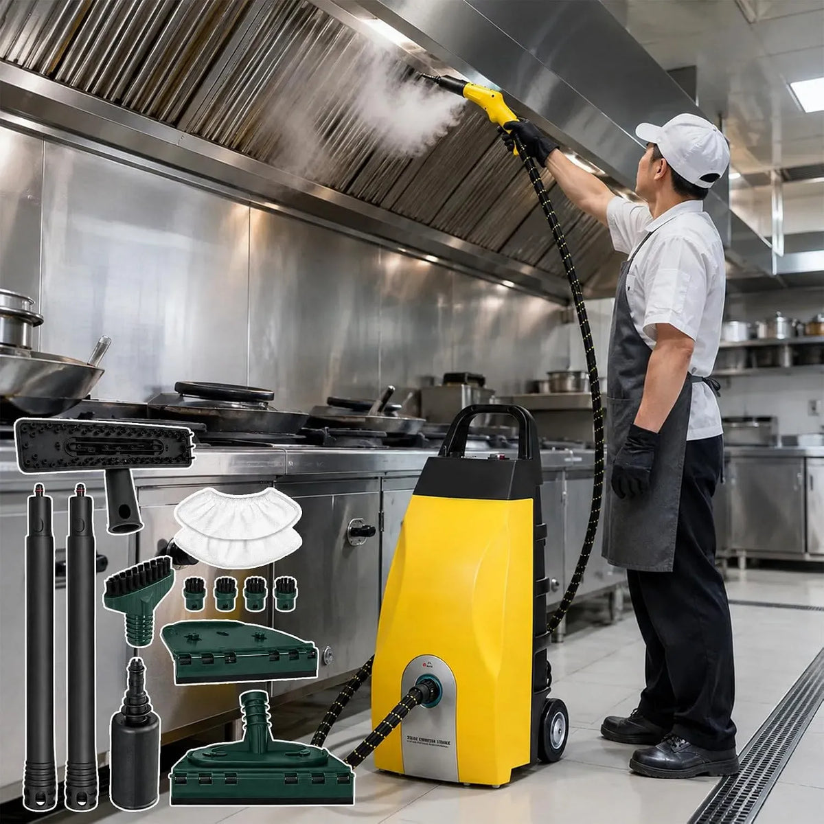 Nettoyeur vapeur, 3000 W, professionnel, usage sur sols, cuisine, voiture, vitres et canapé, 2,5 M