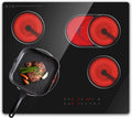 Plaque vitrocéramique, 60cm, 4 foyers, 6700 W, encastrable, tactile, minuteur, noir, 6700W, Plaque de Cuisson Électrique avec Zone Double