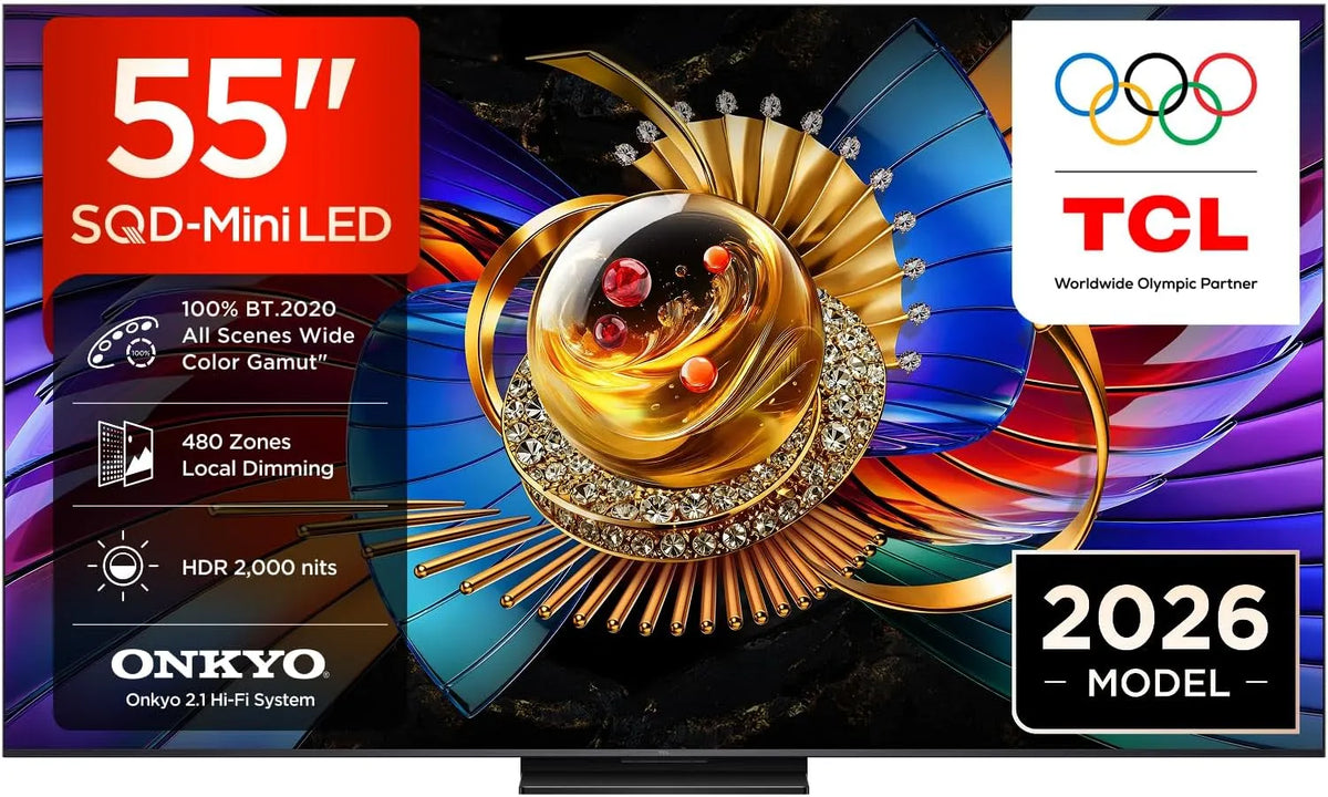 Google 55Q7D Smart TV, 144 Hz, téléviseur, 4K UHD, HDR, Google Assistant, Alexa et Siri, Dolby Vision IQ & Atmos, 1 Onkyo, TCL 55Q7D Pro 55' SQD-Mini
