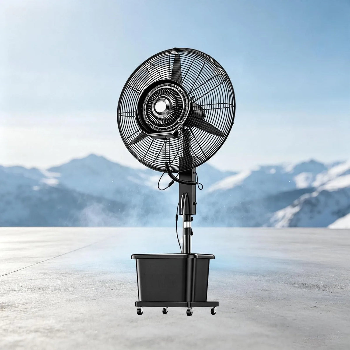 Ventilateur 81cm, 32in, 42 L, extérieur, 3 vitesses, oscillation, professionnel, Réglable en Hauteur Ventilateur, Débit d'Air Élevé, pour Terrasse