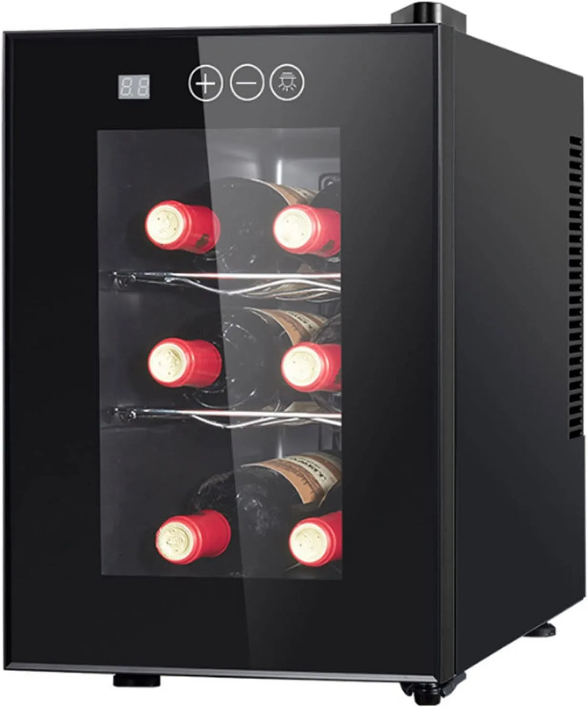 Cave à vin électrique, 16 L, 6 bouteilles, silencieux, noir, 16L - Noir, Isolation Spéciale de L'intérieur, Ne Vibre Pas, Cave à Vin Frigo à Boissons