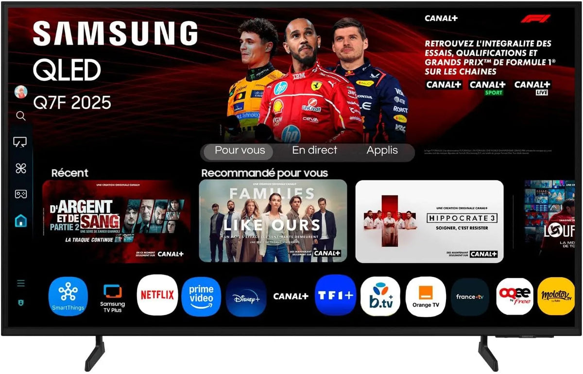Samsung Q7FA Gen1 Smart TV, 85 pouces, téléviseur, 4K UHD, QLED, HDR, Wi-Fi, application, technologie Quantum Dot, Processeur Q4 AI Gen1, WiFi
