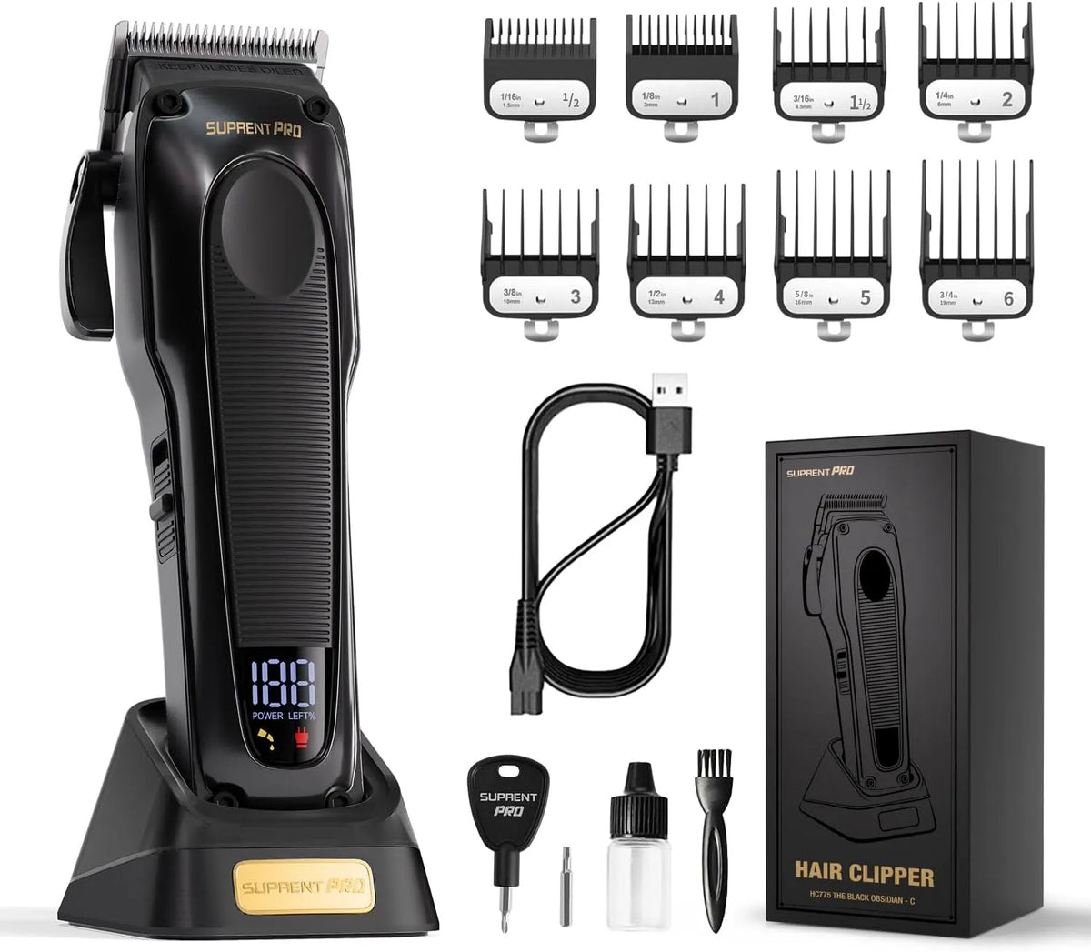Moteur, Rasoir, professionnel, amovible, sans fil, noir, pour Homme, SUPRENT