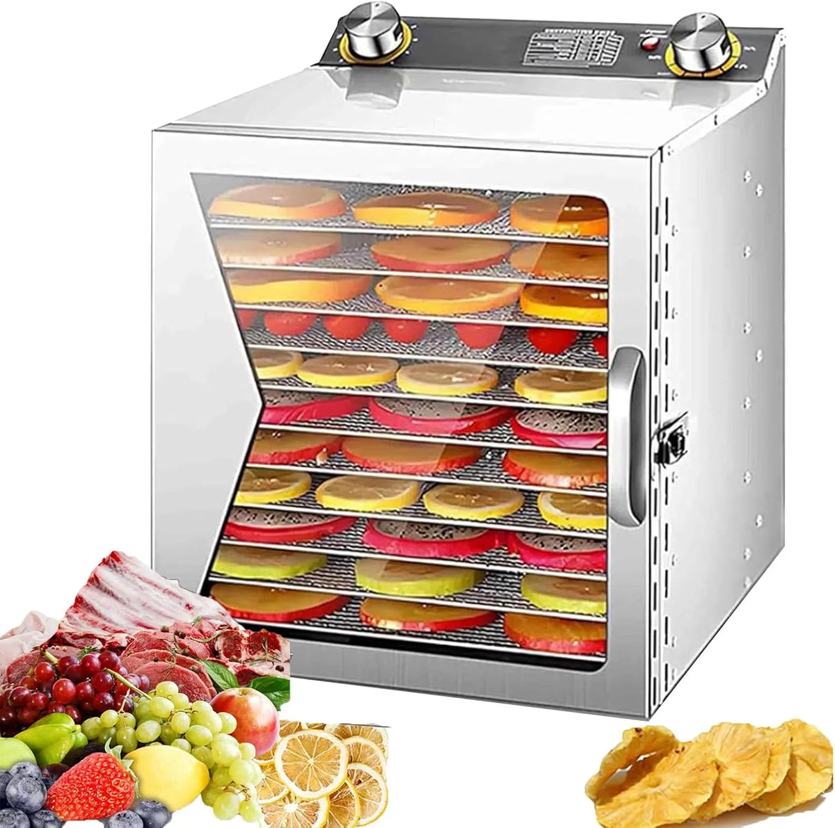 12Layer déshydrateur alimentaire, Armoire, minuteur, thermostat, professionnel, 18 Plateaux