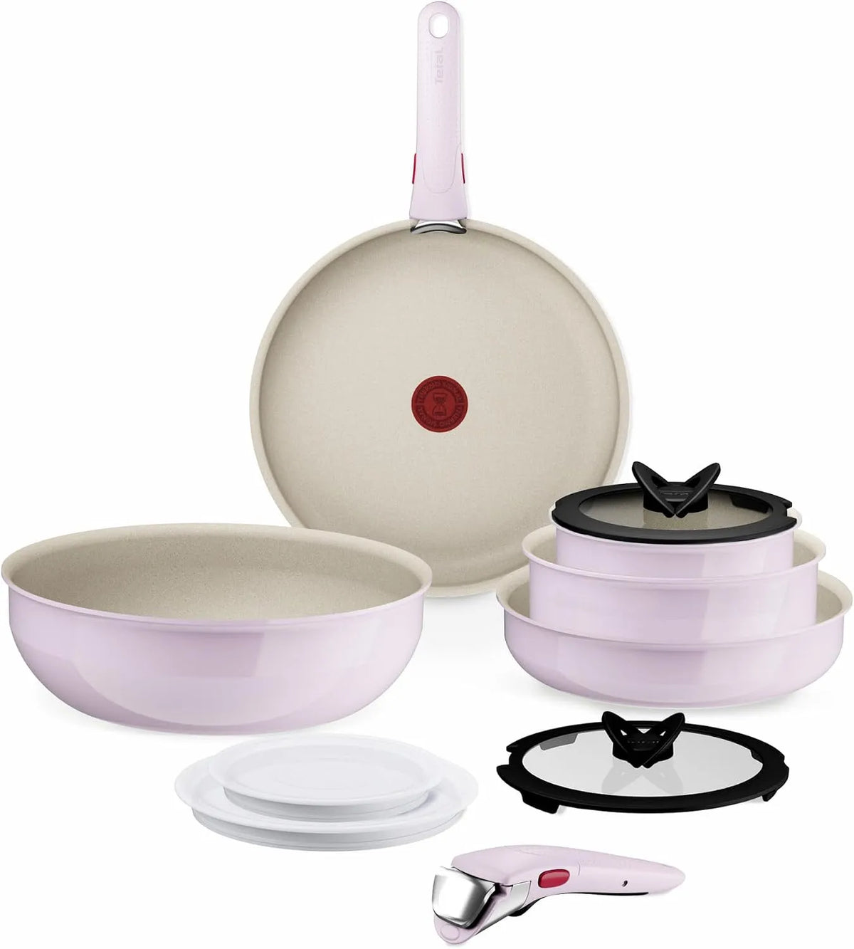 Tefal Batterie, batterie de casseroles et poêles, 11 pièces, cuisine Rose