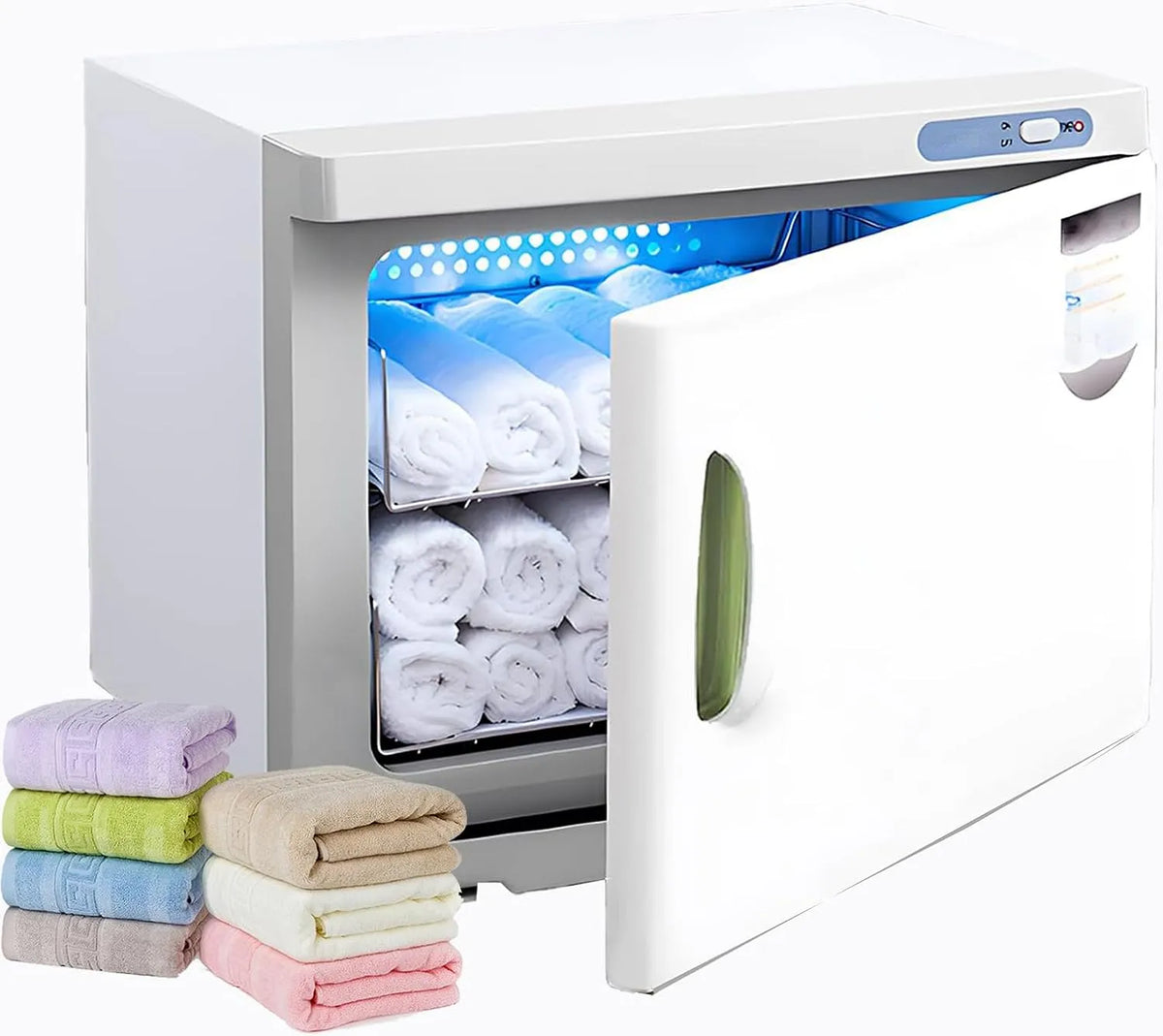 Radiateur électrique, 23 L, pose libre, amovible, 2 zones de température, acier inoxydable, Armoire stérilisation Serviettes Chaudes 23 L