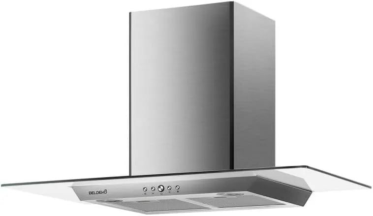 Hotte aspirante, 90 cm, 560 m3/h, hotte de cuisine, évacuation et recyclage, 3 vitesses, installation murale, acier inoxydable, 200 Watts - Débit 560