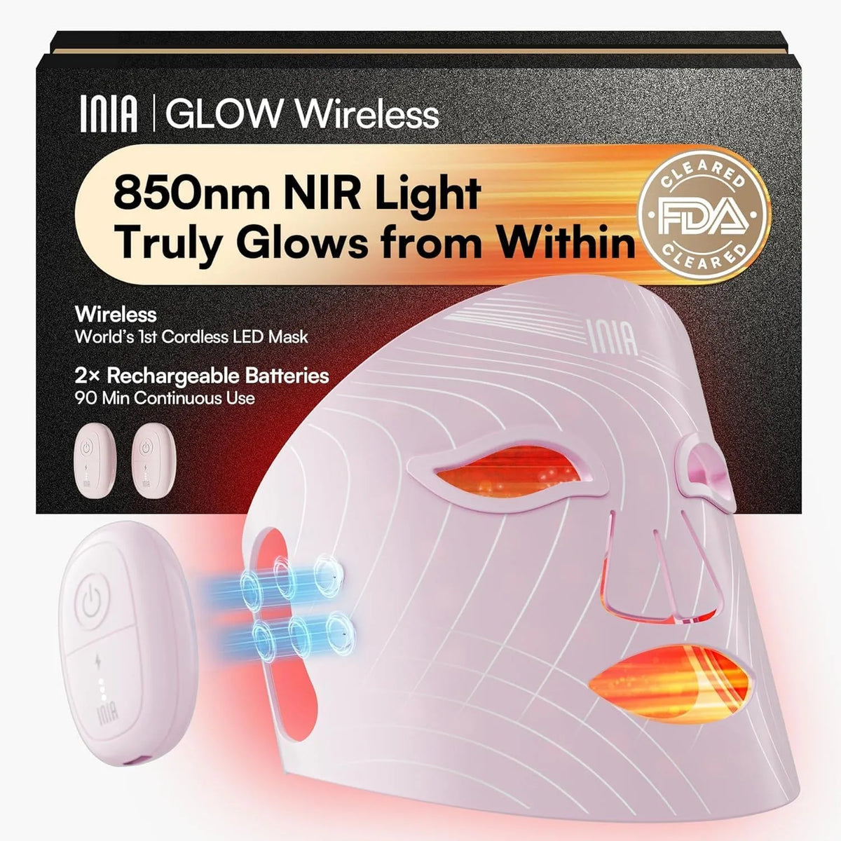 Lumière Rouge, Glow Masque LED Visage Sans fil, 4 Modes de Lumière
