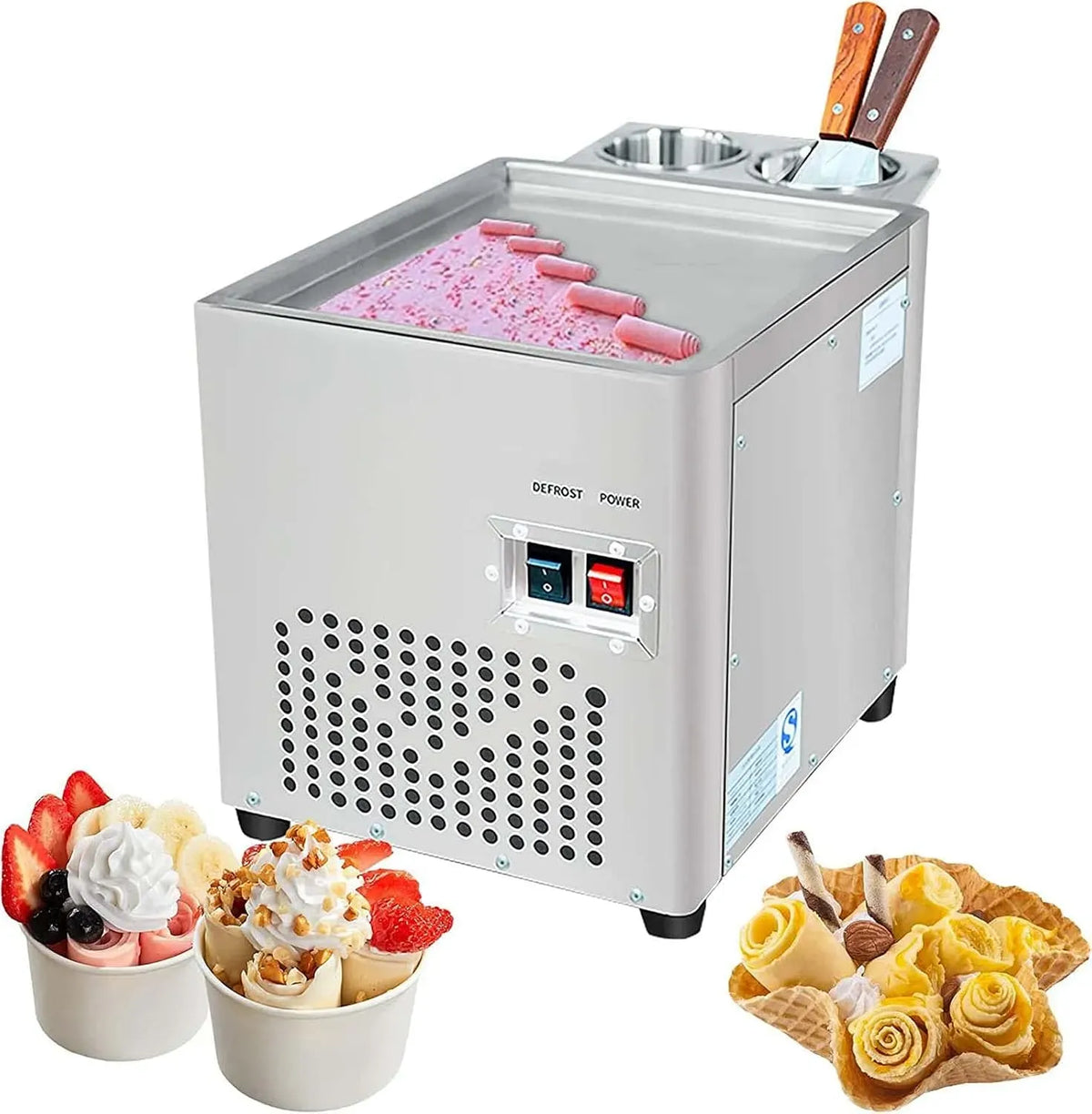 Machine à Rouleaux, Machine à Yaourt, Machine à crème, machine à glace et sorbet, machine à café électrique, 220 W, professionnel, acier inoxydable