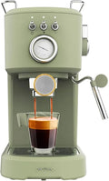 Cecotec Cafetière électrique, 25 L, 1100 W, vert, Porte-filtre avec double sortie et 2 filtres, 20 Bars, Cecotec Cafetière espresso compacte Power