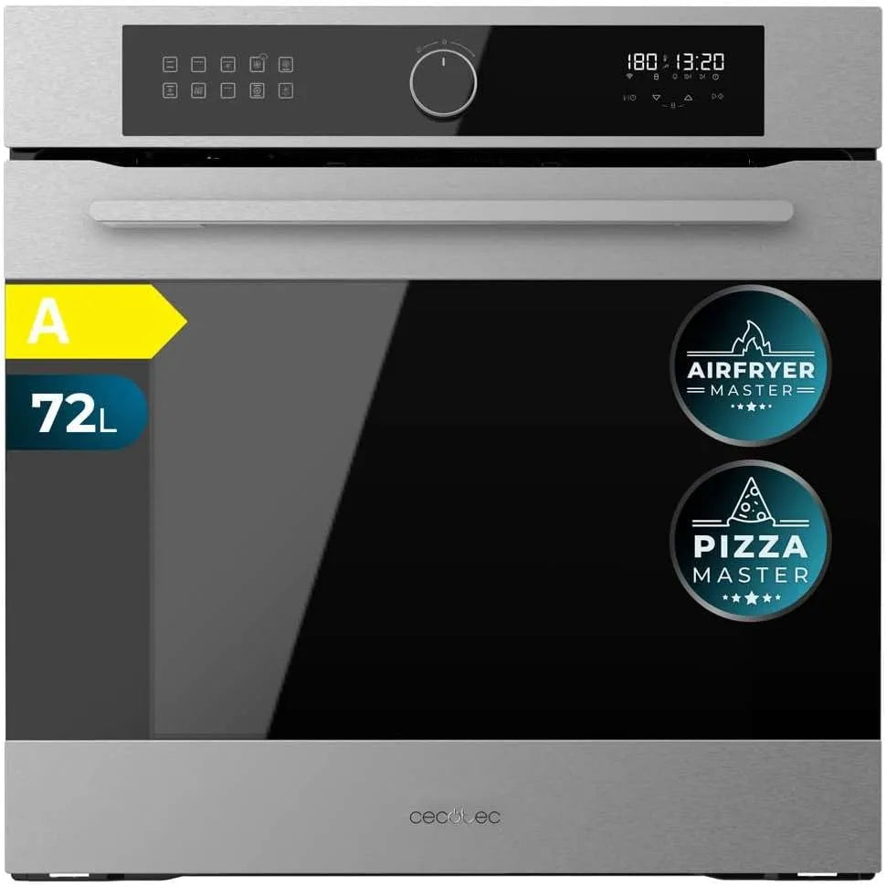 Cecotec Bolero Hexa AF316000 Four électrique à pizza, 60 cm, 72 L, 3400 W, 11 programmes, encastrable, effet 3D, décongélation, acier inoxydable